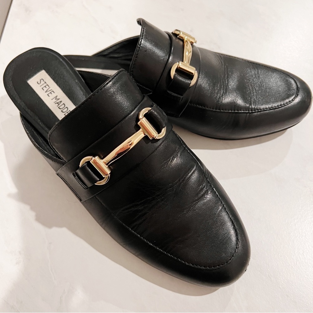 Steve Madden 8 Kandi Black Leather Loafer Flats